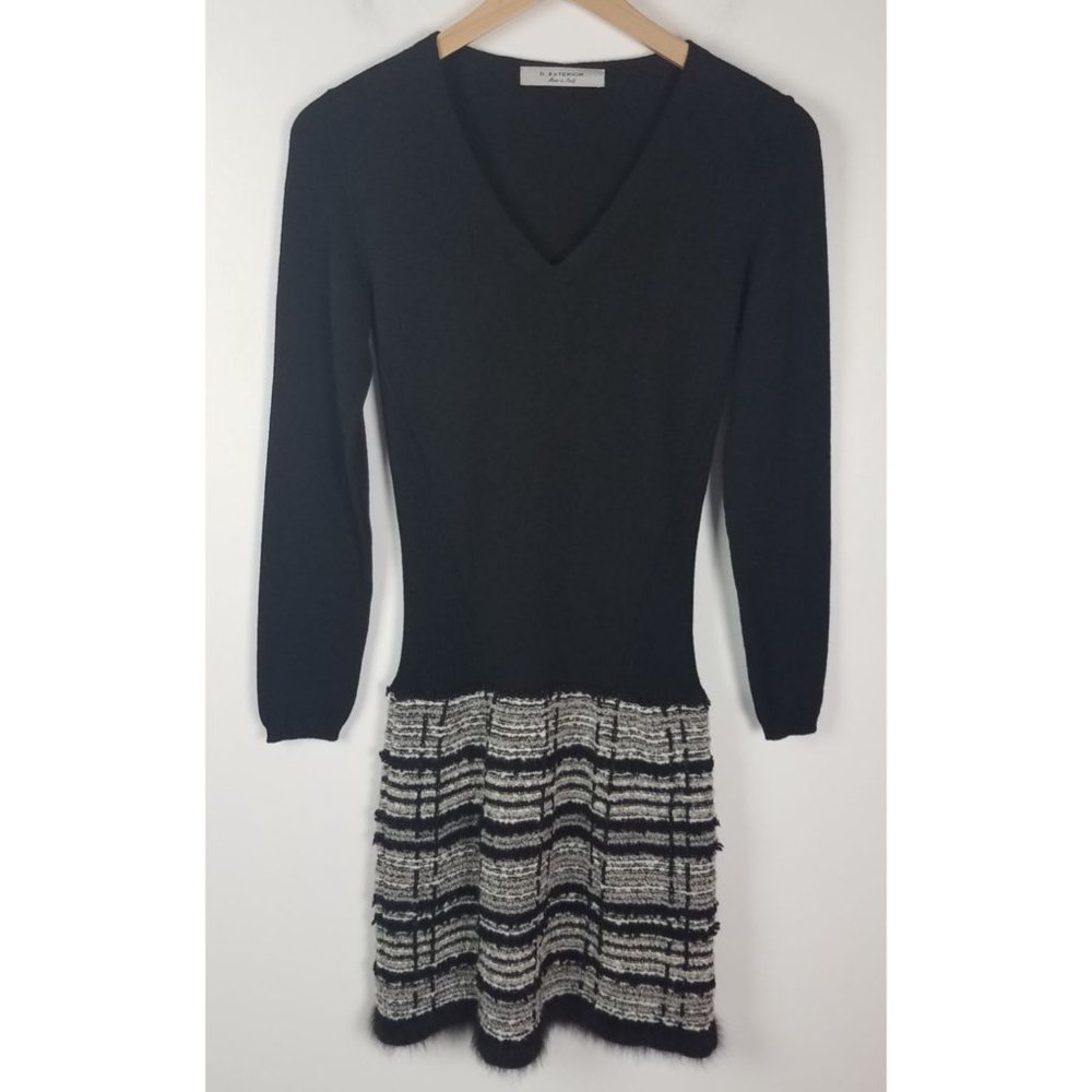D. Exterior Made In Italy Sz. XS Wool Blend V Neck Drop Waist Sweater Dress